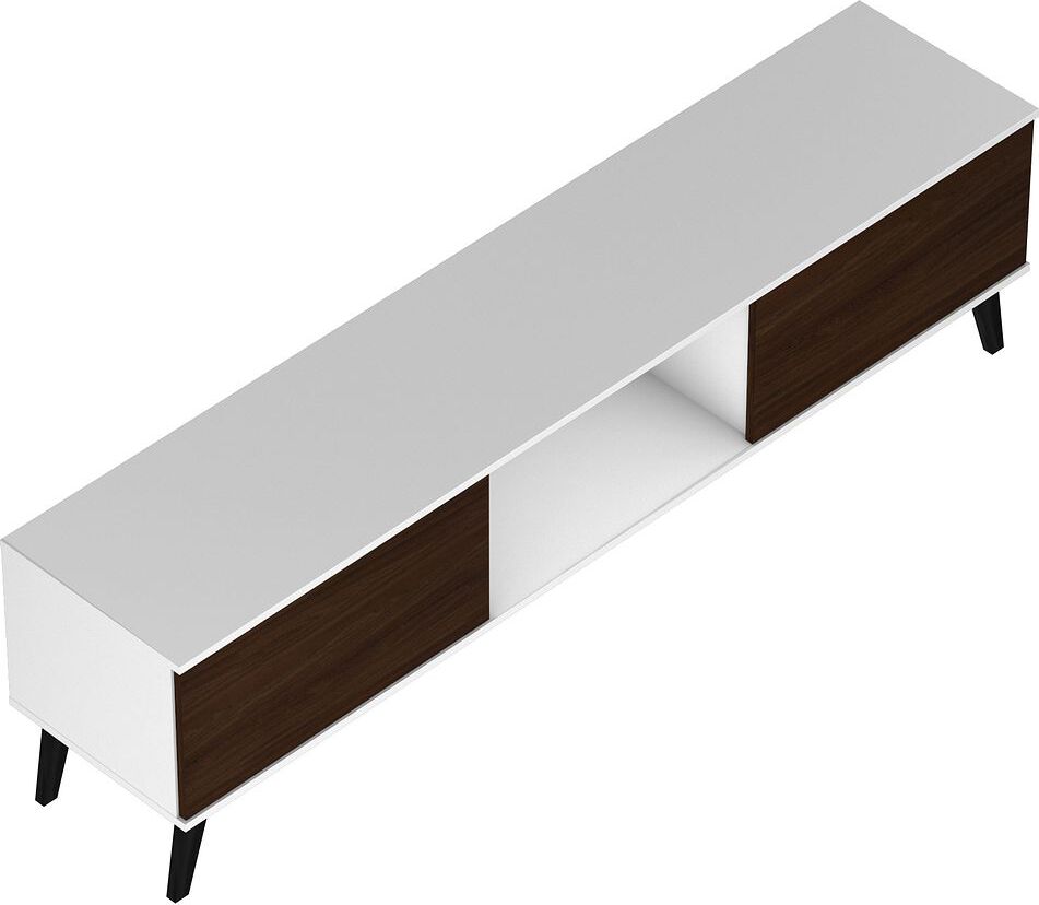 Manhattan Comfort TV & Media Units - Doyers 70.87 Mid-Century Modern TV Stand in White & Nut Brown