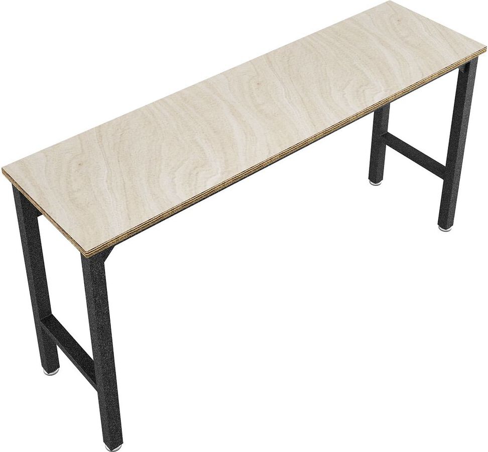 Manhattan Comfort Side & End Tables - Fortress 72.4" Garage Table in Natural Wood & Steel