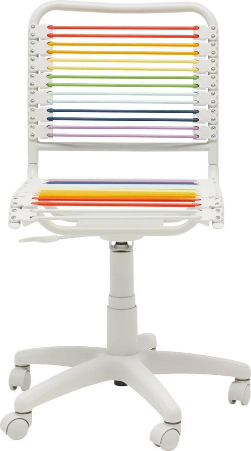 Euro Style Task Chairs - Bungie Low Back Office Chair in Rainbow with White Frame and Base