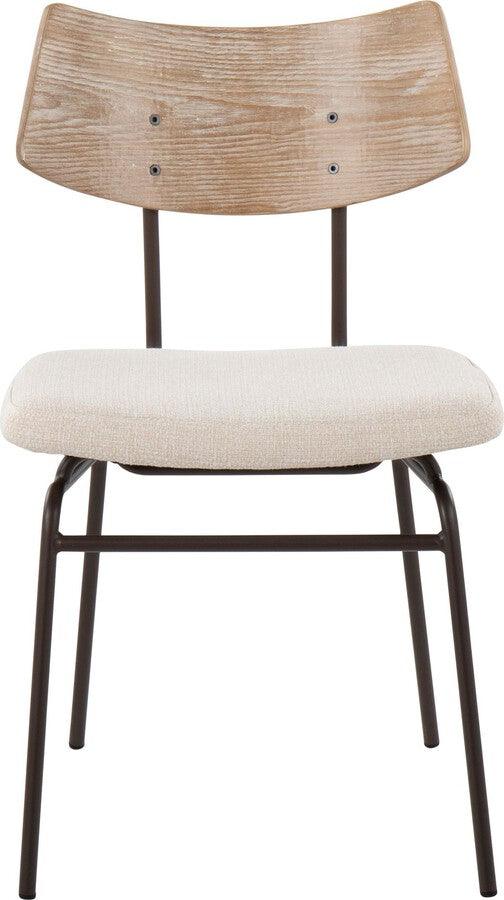 Lumisource Accent Chairs - Walker Chair In Brown Metal, Cream Noise Fabric, & White Washed Wood (Set of 2)