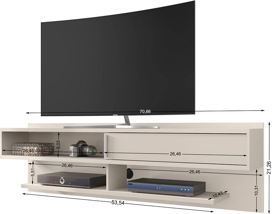 Manhattan Comfort TV & Media Units - Astor 70.86 Modern Floating Entertainment Center 1.0 with Media Shelves in Off White