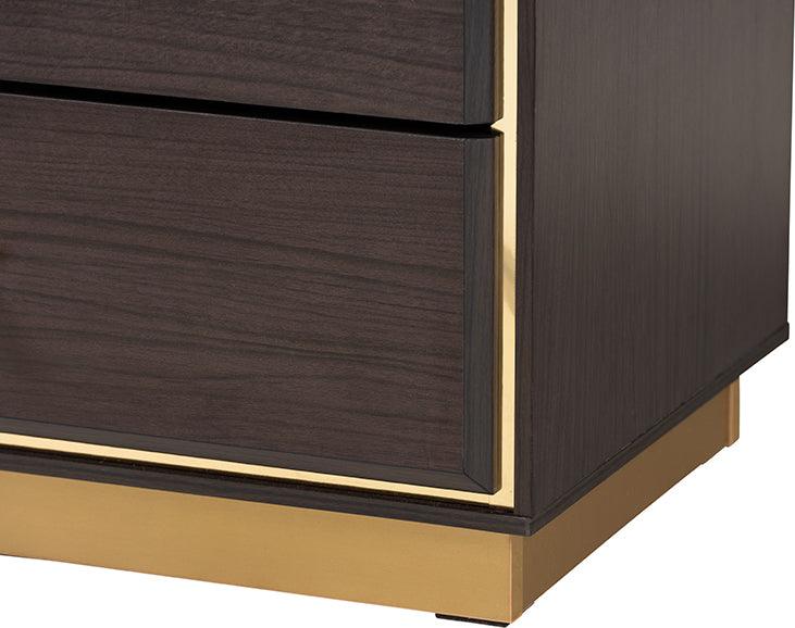 Wholesale Interiors Bedroom Sets - Cormac Dark Brown Finished Wood and Gold Metal 3-Piece Storage Set