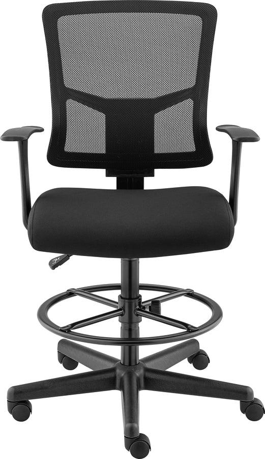 Euro Style Task Chairs - Tuva Adjustable Height Drafting Stool in Black Mesh and Fabric with Black Frame