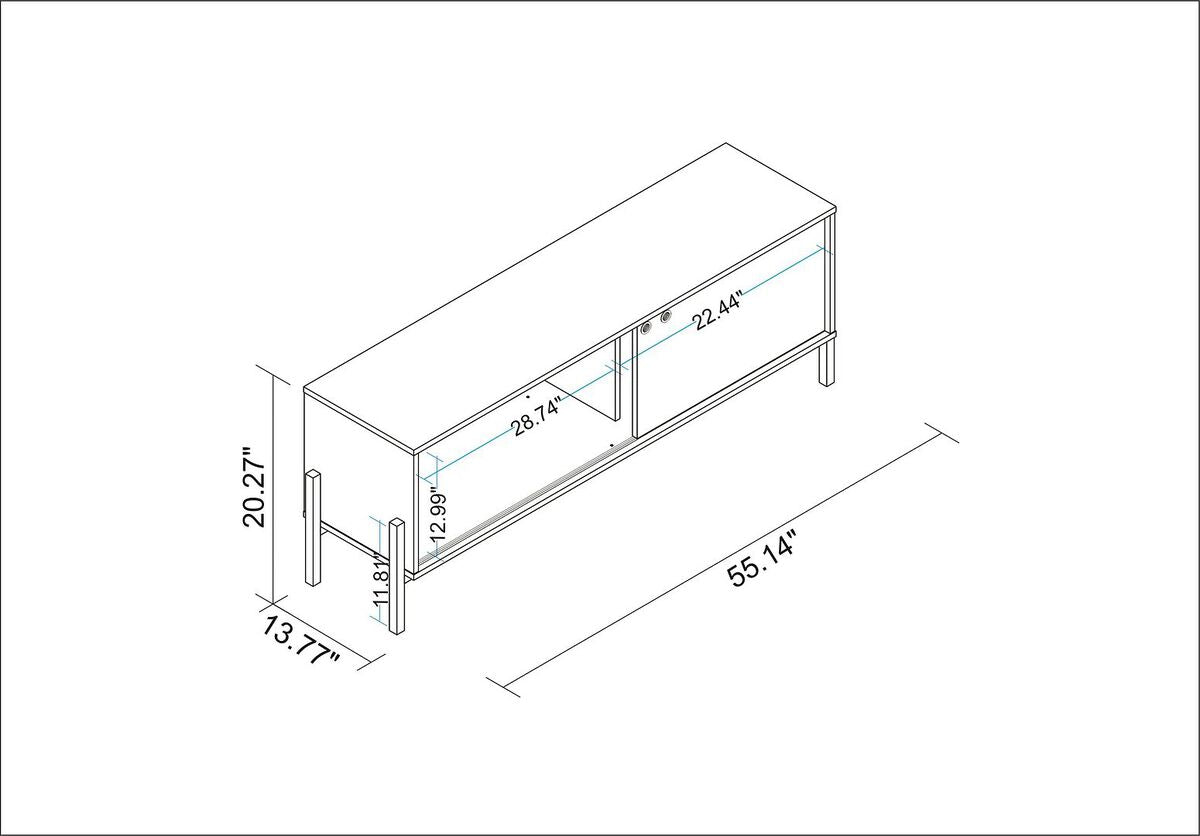 Manhattan Comfort TV & Media Units - Bowery 55.12 TV Stand with 2 Shelves in Black & Oak