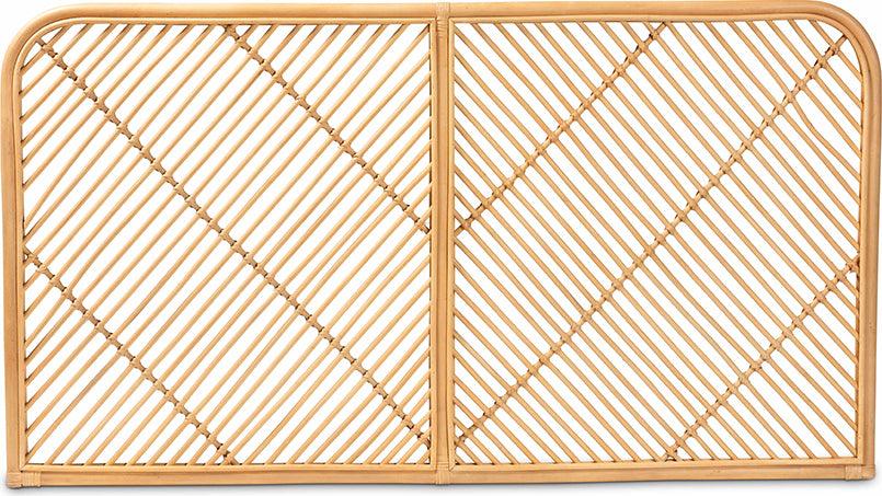 Wholesale Interiors Headboards - Sakina Modern Bohemian Natural Brown Rattan Queen Size Wall-mount Headboard