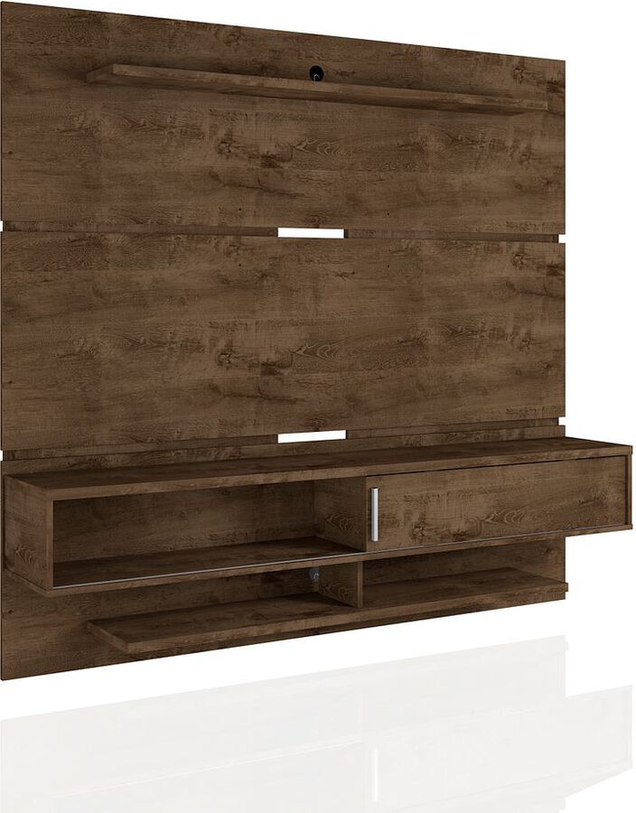 Manhattan Comfort TV & Media Units - Astor 70.86 Modern Floating Entertainment Center 2.0 with Media & Decor Shelves in Rustic Brown