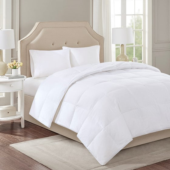 Olliix.com Comforters & Blankets - 300 Thread Count Cotton Sateen White Down Comforter with 3M Scotchgard White Twin