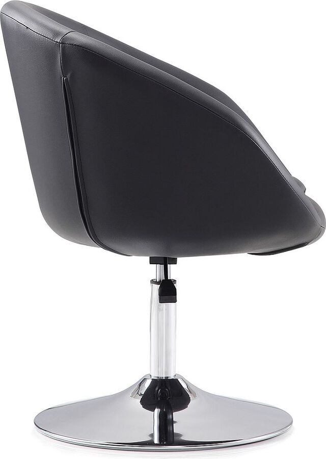 Manhattan Comfort Accent Chairs - Hopper Black & Polished Chrome Faux Leather Adjustable Height Chair