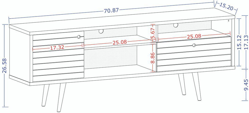 Manhattan Comfort TV & Media Units - Liberty 70.86" Mid-Century - Modern TV Stand with 4 Shelving Spaces & 1 Drawer in Rustic Brown & 3D