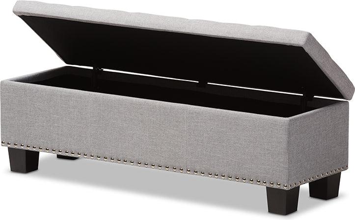 Wholesale Interiors Benches - Hannah Grayish Beige Button-Tufting Storage Ottoman Bench