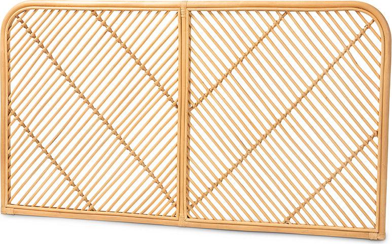 Wholesale Interiors Headboards - Sakina Modern Bohemian Natural Brown Rattan Queen Size Wall-mount Headboard