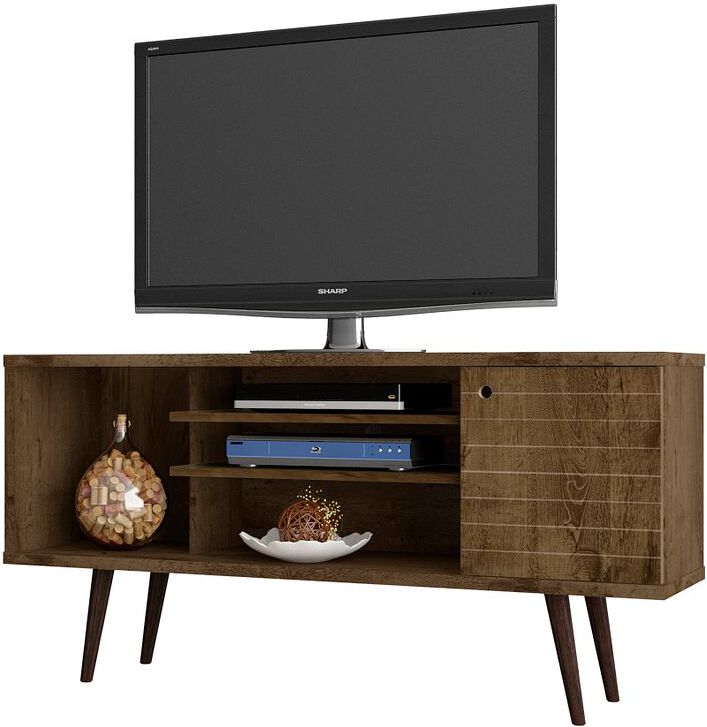 Manhattan Comfort TV & Media Units - Liberty 53.14" Mid-Century - Modern TV St& Rustic Brown