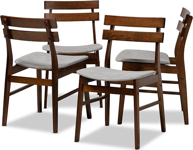 Wholesale Interiors Dining Chairs - Devlin Mid-Century Modern Light Gray & Walnut Brown (Set of 4)