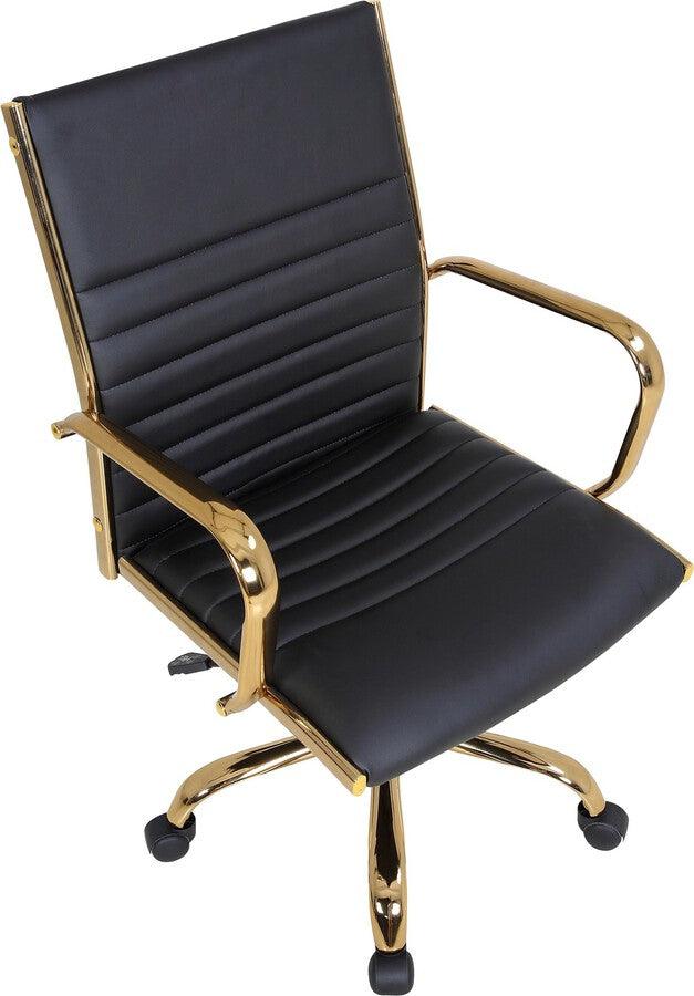 Lumisource Task Chairs - Master Contemporary Adjustable Office Chair with Swivel in Gold with Black Faux Leather