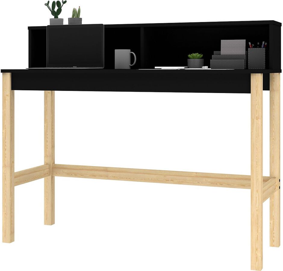 Manhattan Comfort Desks - Bowery Desk with 0 Shelves in Black & Oak