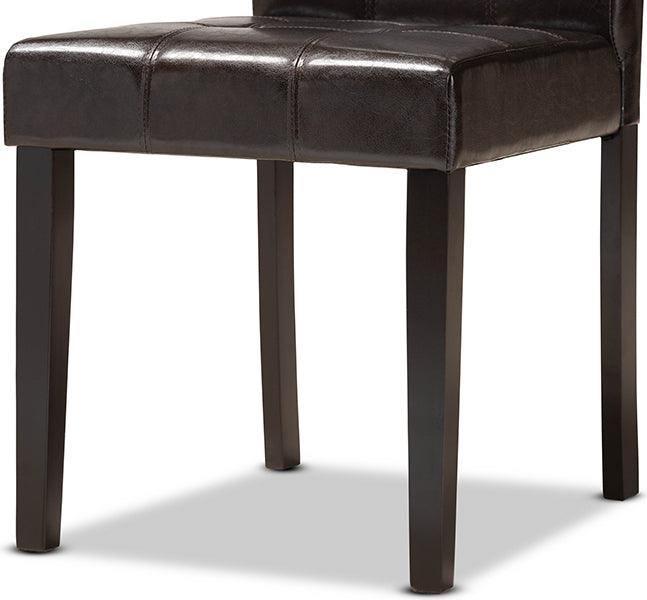 Wholesale Interiors Dining Sets - Marie Dark Brown Faux Leather Upholstered and Dark brown Finished Wood 7-Piece Dining Set