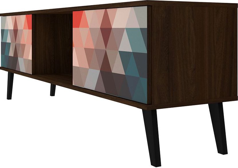 Manhattan Comfort TV & Media Units - Doyers 62.20 Mid-Century Modern TV Stand in Multi Color Red & Blue