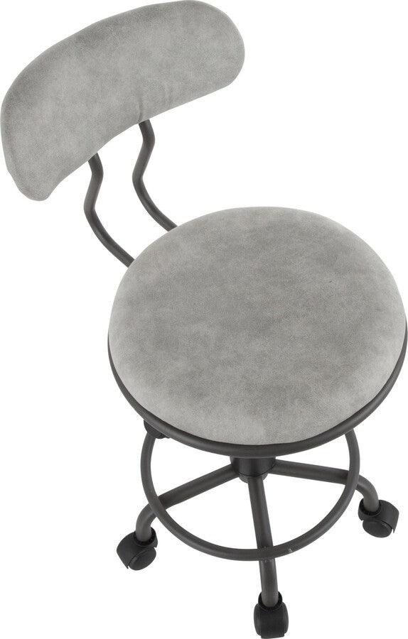Lumisource Task Chairs - Swift Industrial Task Chair in Grey Metal and Light Grey Faux Leather