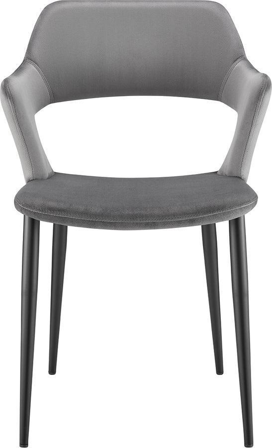Euro Style Accent Chairs - Vidar Side Chair in Gray Velvet with Black Steel Legs - Set of 1