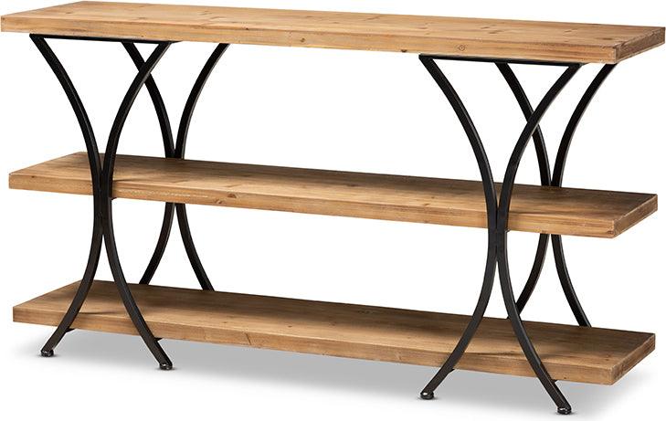 Wholesale Interiors Consoles - Terrell Modern Natural Brown Wood & Black Metal Console Table