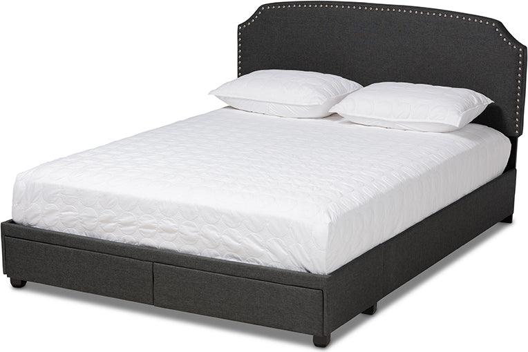 Wholesale Interiors Beds - Larese 2-Drawer Queen Size Platform Storage Bed Dark Gray