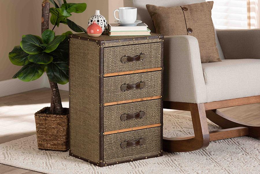 Wholesale Interiors Buffets & Cabinets - Owen Brown Fabric Upholstered 4-Drawer Accent Storage Cabinet