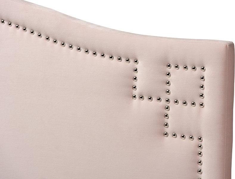 Wholesale Interiors Headboards - Aubrey Light Pink Velvet King Size Headboard