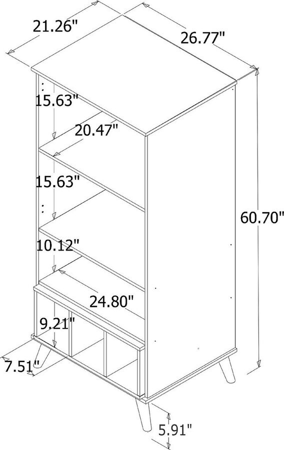 Manhattan Comfort Buffets & Cabinets - Hampton 26.77 Display Cabinet 6 Shelves and Solid Wood Legs in White