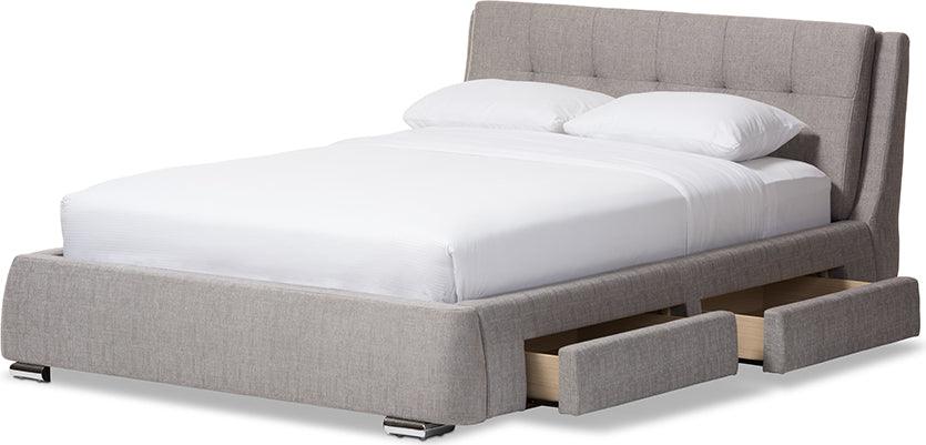 Shop Camile Queen Bed with Storage Gray Beds CasaOne