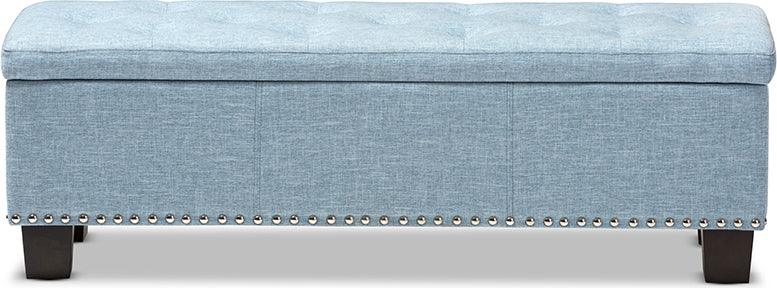 Wholesale Interiors Benches - Hannah Light Blue Button-Tufting Storage Ottoman Bench