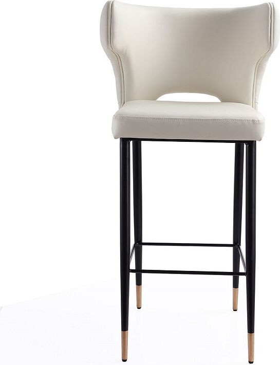 Manhattan Comfort Barstools - Holguin 41.34 in. Cream, Black and Gold Wooden Barstool