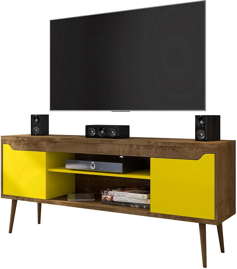 Manhattan Comfort TV & Media Units - Bradley 62.99 TV Stand Rustic Brown and Yellow