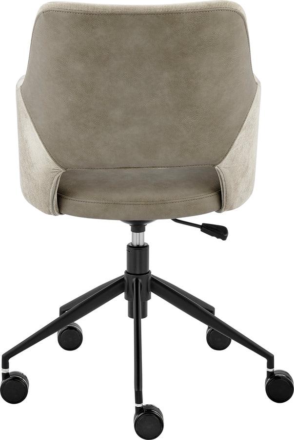 Euro Style Task Chairs - Darcie Office Chair in Light Taupe Fabric, Light Gray Leatherette and Black Base