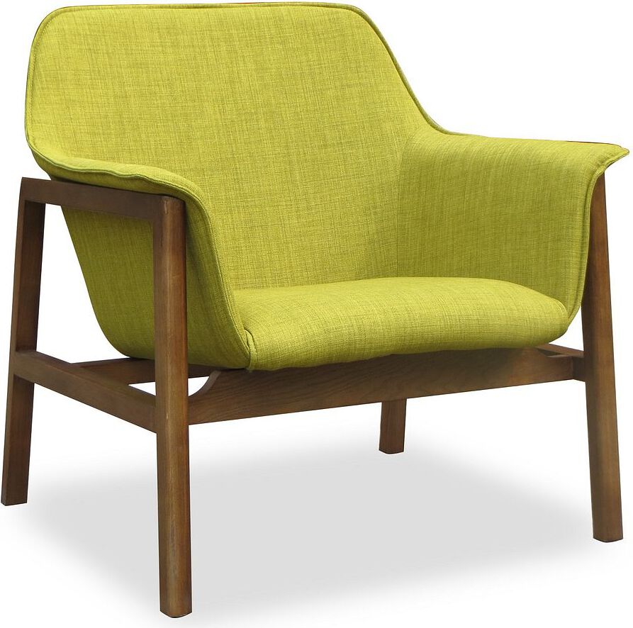 Manhattan Comfort Accent Chairs - Miller Green & Walnut Linen Weave Accent Chair