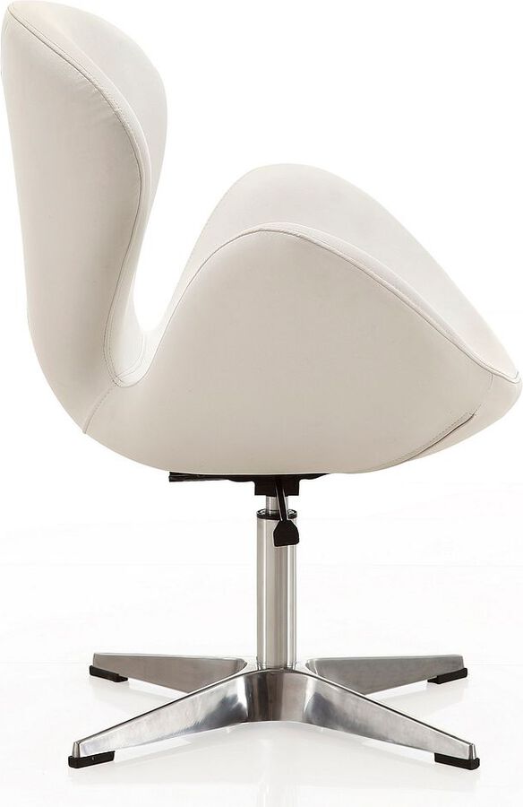 Manhattan Comfort Accent Chairs - Raspberry White & Polished Chrome Faux Leather Adjustable Swivel Chair