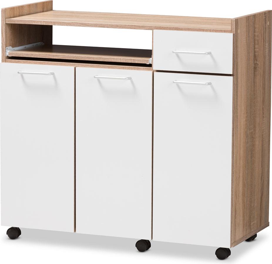 Wholesale Interiors Kitchen Storage & Organization - Charmain Modern and Contemporary Light Oak and White Finish Kitchen Cabinet