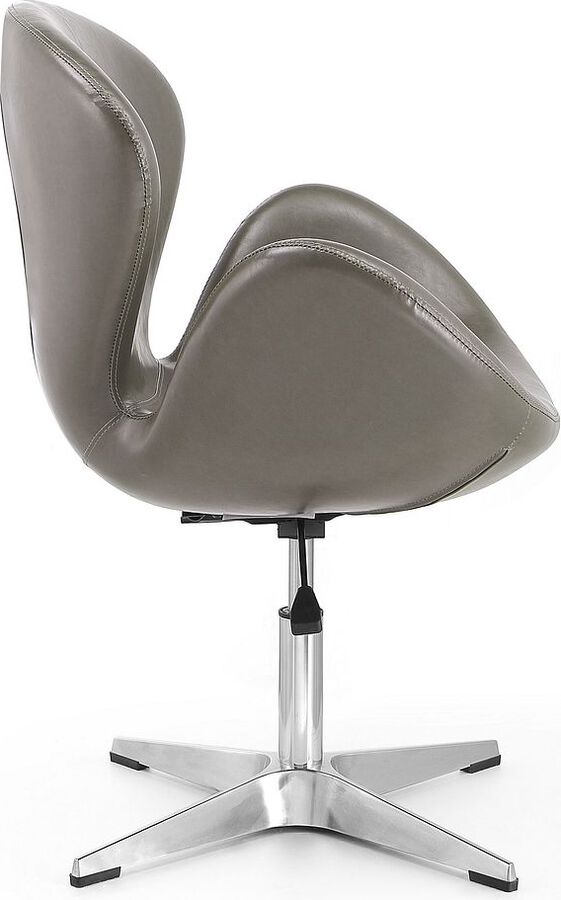 Manhattan Comfort Accent Chairs - Raspberry Pebble and Polished Chrome Faux Leather Adjustable Swivel Chair