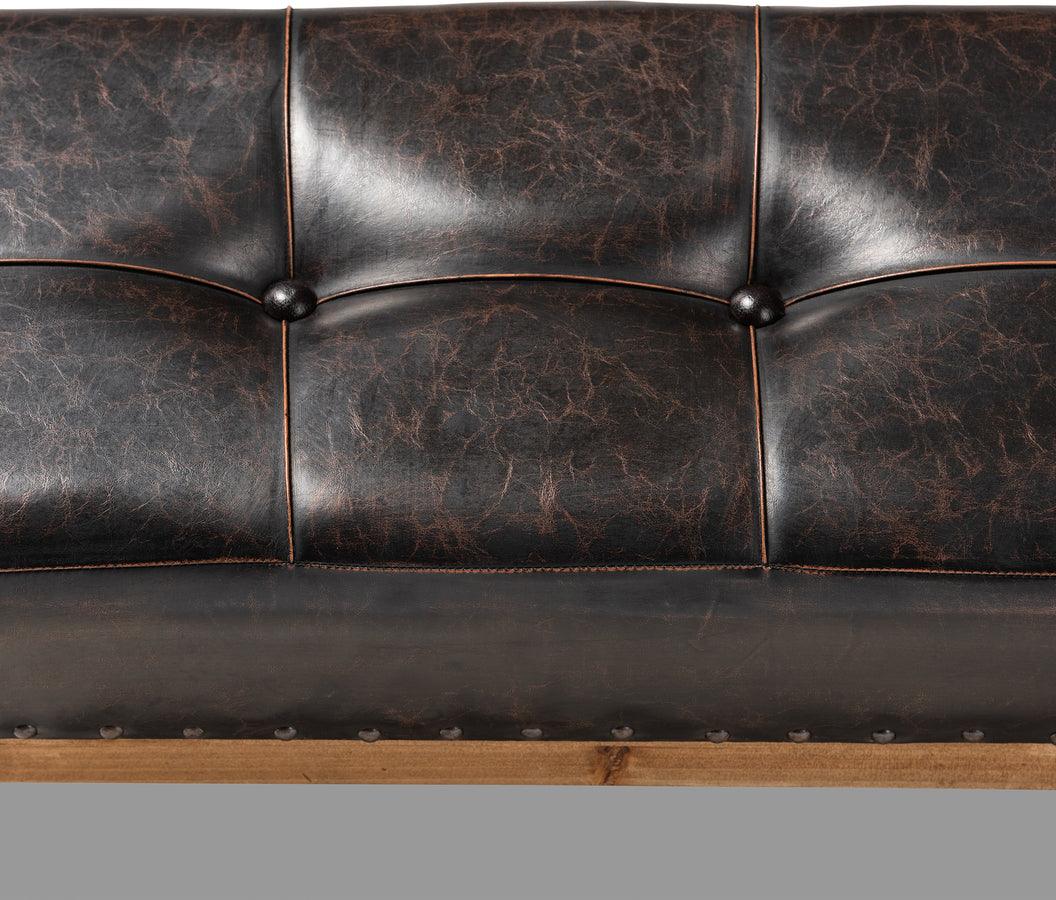 Dark brown deals faux leather ottoman