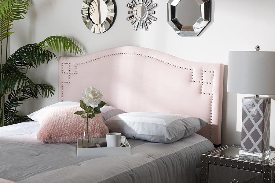 Wholesale Interiors Headboards - Aubrey Light Pink Velvet King Size Headboard