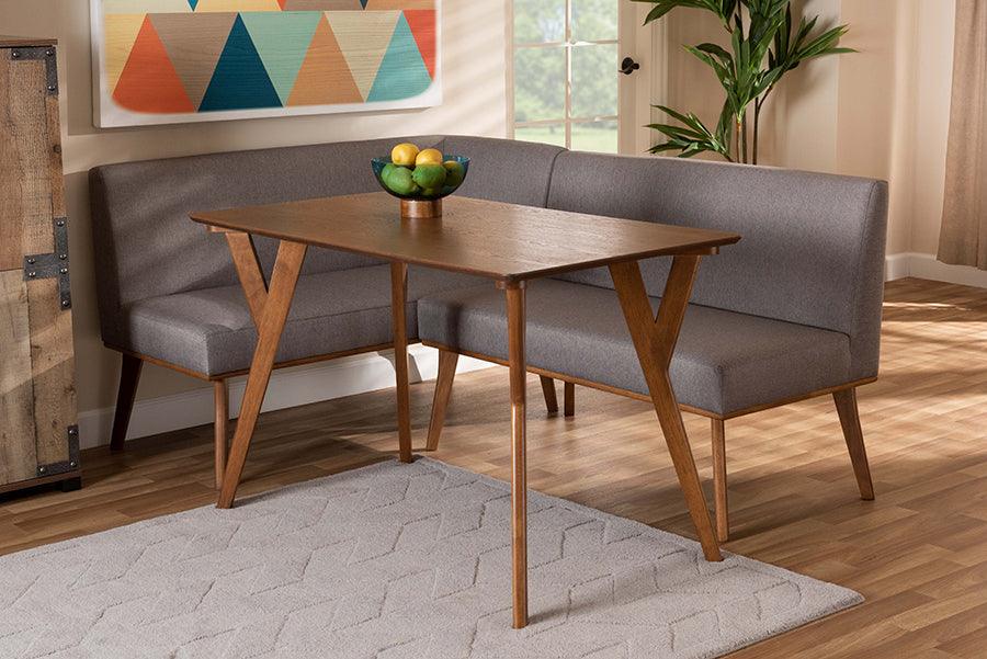 Wholesale Interiors Dining Sets - Odessa Grey & Walnut Brown Wood 3-Piece Dining Nook Set