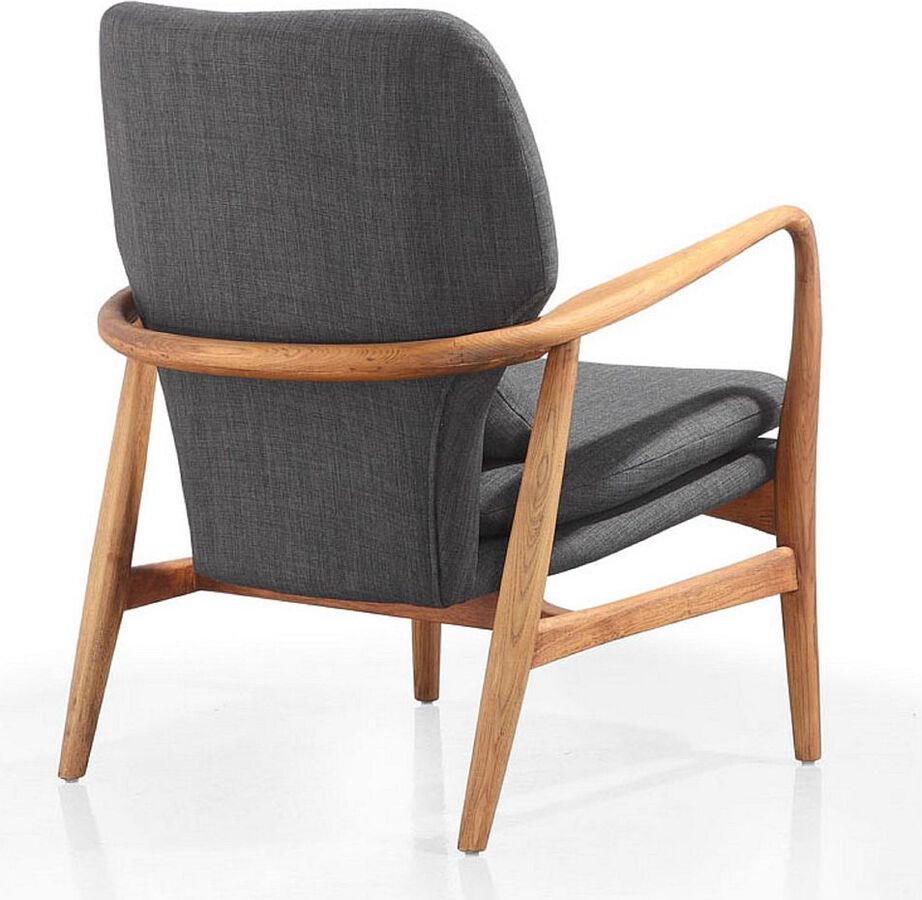 Manhattan Comfort Accent Chairs - Bradley Charcoal & Walnut Linen Weave Accent Chair