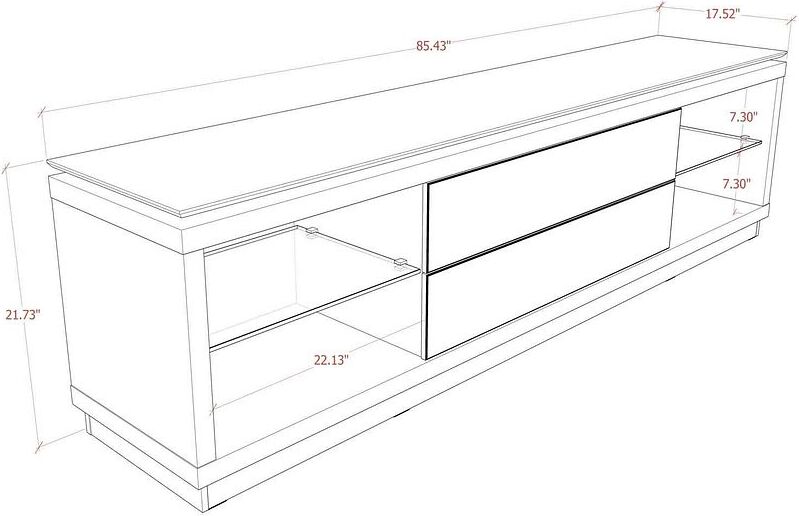 Manhattan Comfort TV & Media Units - Lincoln 85.43" TV Stand with 4 Shelves in Off White & Cinnamon