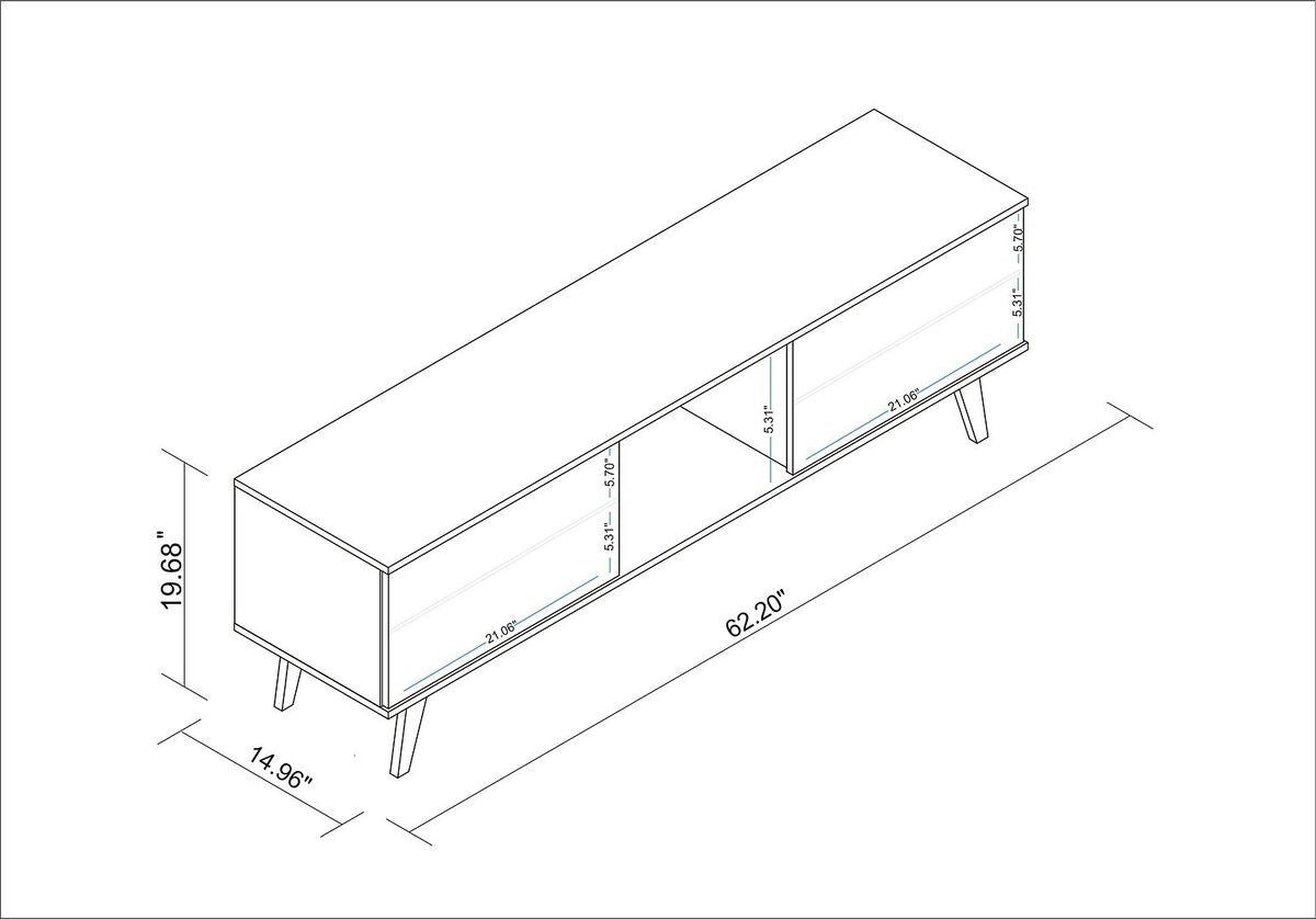 Manhattan Comfort TV & Media Units - Doyers 62.20 Mid-Century Modern TV Stand in White & Marble Stamp