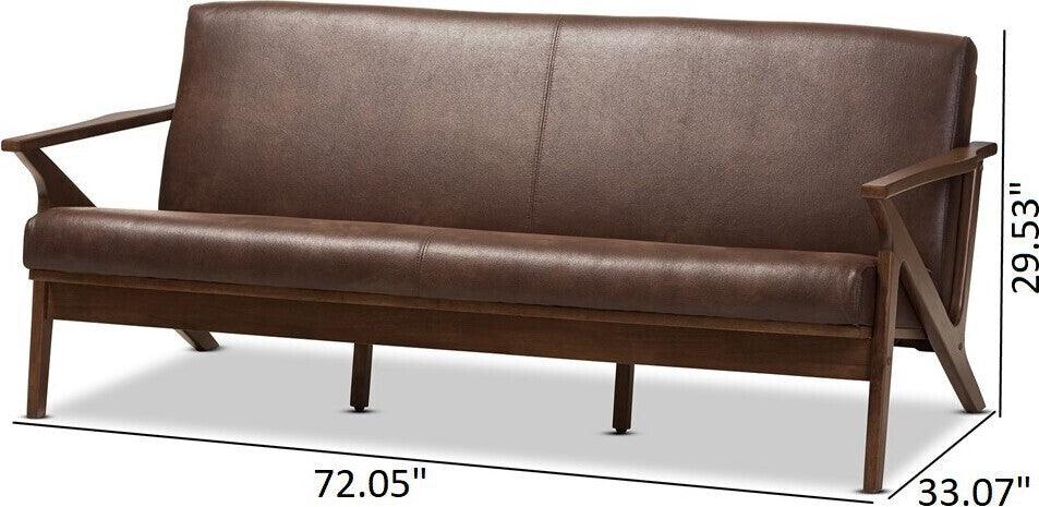 Bianca Sofa Walnut Dark Brown Mid Century Retro Modern Design