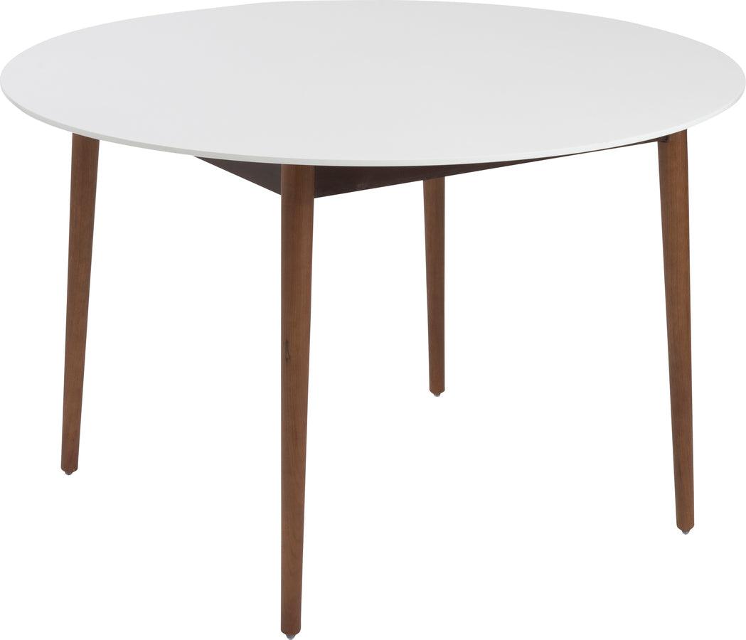 Euro Style Dining Tables - Manon Round Dining Table Matte White & Dark Walnut