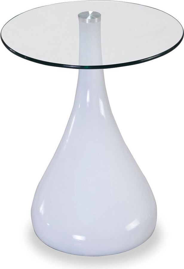 Manhattan Comfort Side & End Tables - Lava 19.7 in. White Glass Top Accent Table