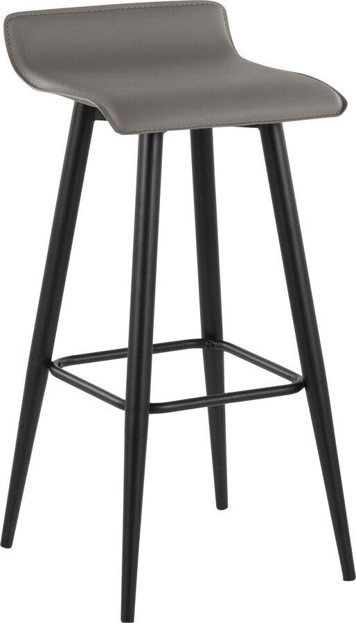 Lumisource Barstools - Ale Bar Stool In Black Steel & Grey Faux Leather (Set of 2)