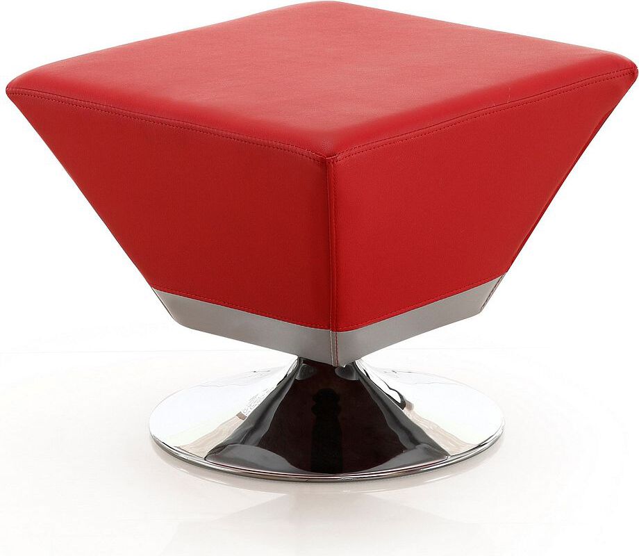 Manhattan Comfort Ottomans & Stools - Diamond Red & Polished Chrome Swivel Ottoman