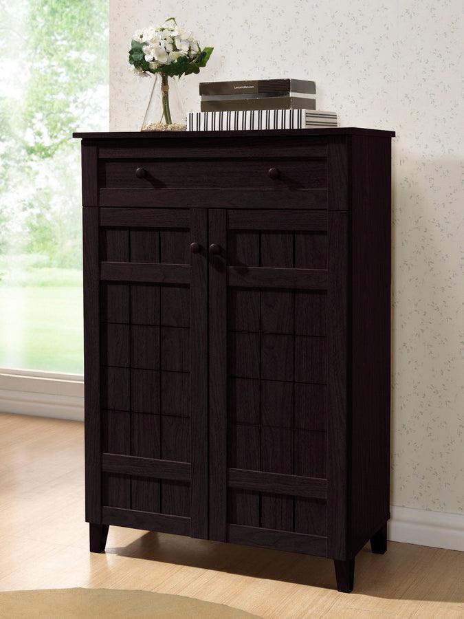 Shop Baxton Studio Glidden Dark Brown Wood Modern Shoe Cabinet