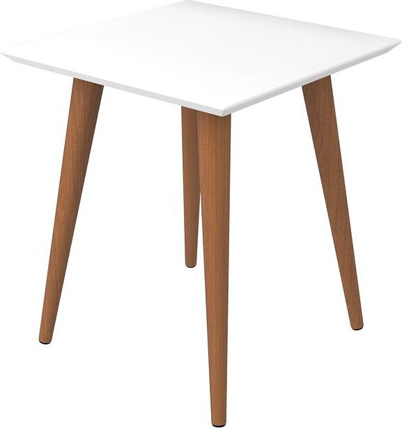 Manhattan Comfort Side & End Tables - Utopia 19.68" High Square End Table With Splayed Wooden Legs in Off White & Maple Cream